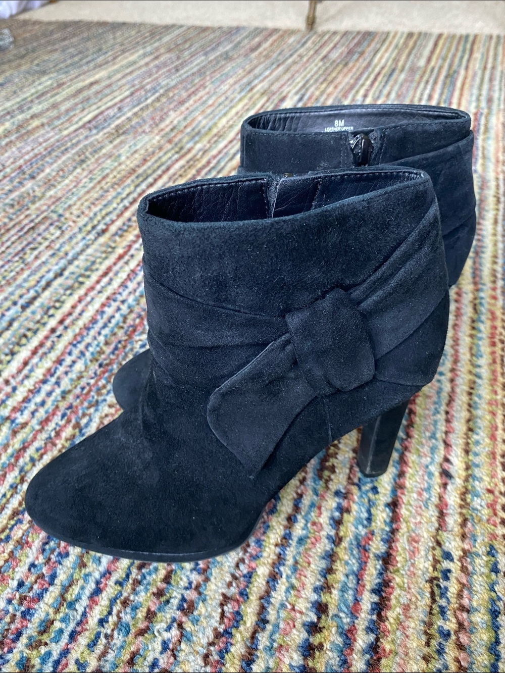 Black Suede Bow Ankle Boots